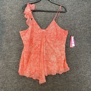 Tralia Soda Y2K Tank Top Size XL Pink V-Neck Sleeveless 90s Babydoll Fairycore